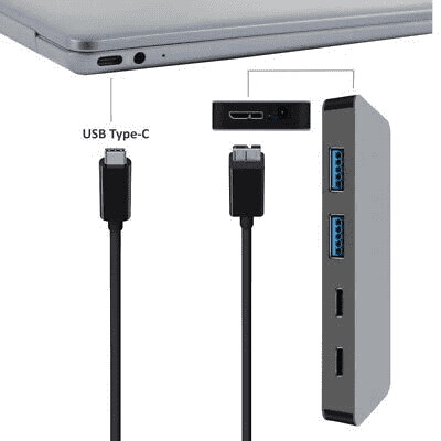 HUB USB Tipo C 4 porte 2xA/F + 2xUSB-C/F